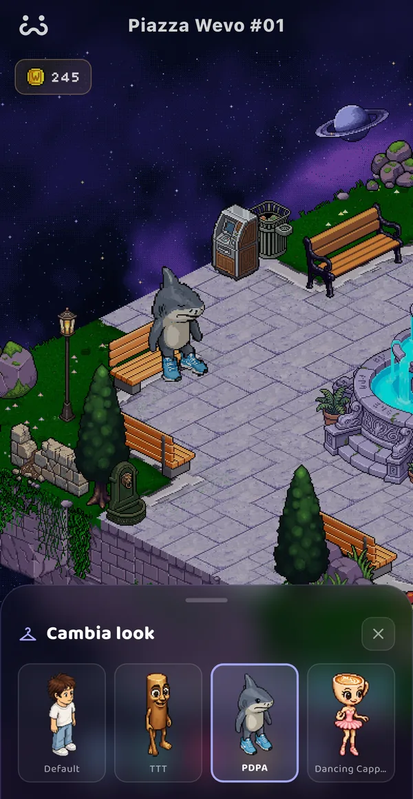 La finestra Cambia look con quattro skin per l’avatar.